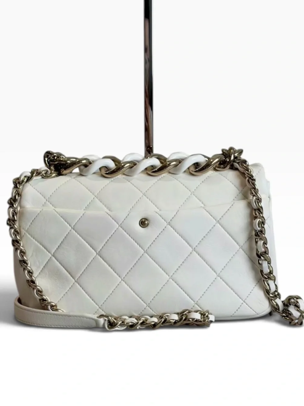 ❌SOLD❌Chanel Flap Bag White Quilted Lambskin Leather GHW